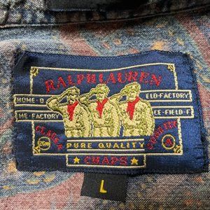 Ralph Lauren, Long Sleeve Button Down Cotton shirt, Size L, Distressed Pattern